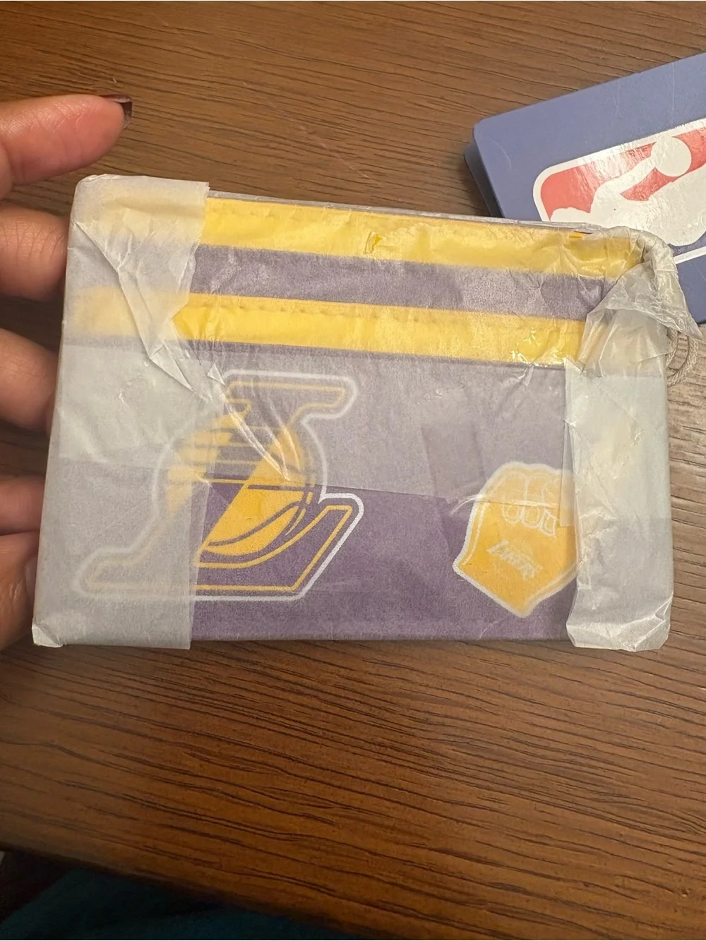 NWT Loungefly NBA Lakers Patch Icons Card Holder - purple